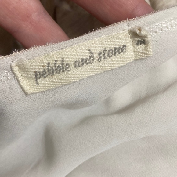 Anthropologie PEBBLE & STONE Cream Layered Waterfall Cardigan Sz.M - Picture 5 of 9